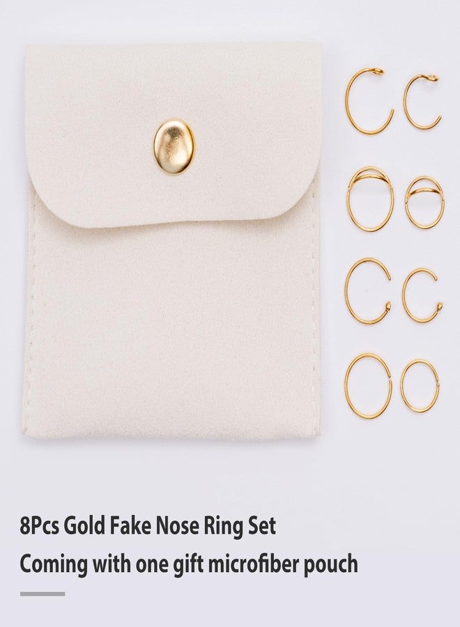 NICITY 8Pcs Gold Fake Nose Ring Set Non Piercing Nose Rings for Women Men Girl - Image 5